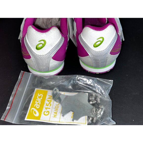 ASICS Womens Hyper-Rocketgirl 5 Track Shoes 9.5 White/Fuschia/Apple Green - Picture 5 of 8